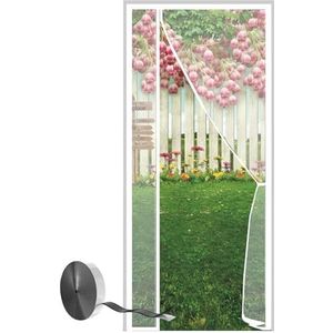 Magnetische vliegenhordeur140x210cm Magnetisch gordijn insectenwerende balkondeur met sterke magneet houdt insecten buiten en laat frisse lucht binnen voor de draaideur van de kinderkamer,Wit