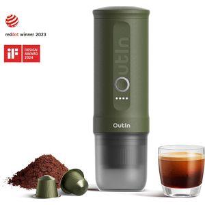 OutIn Nano draagbare elektrische espressomachine - snelle waterverwarming - 20 bar - draagbare koffiemachine - reis & camping koffiezetapparaat 12 volt