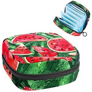 Vrouwen Maandverband Pads Handtas Dames Menstruatie Cup Pouch Meisjes Draagbare Tampon Opbergtas Rode Watermeloen Periode Pouch met Rits