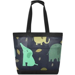 KAAVIYO Kunst Olifant Dier Strand Tas Reizen Tote Winkelen Boodschappen Schoudertassen Handtassen Voor Reizen Vrouwen Meisjes, Patroon, 14.4x7.5x15in