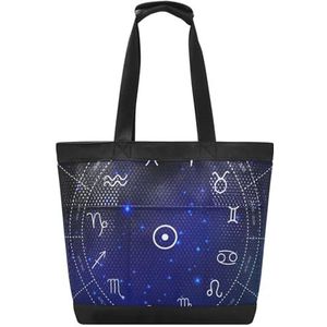 KAAVIYO Constellation Blue Art Beach Bag Travel Tote Winkelen Boodschappen Schoudertassen Handtassen voor Reizen Vrouwen Meisjes, Patroon, 14.4x7.5x15in