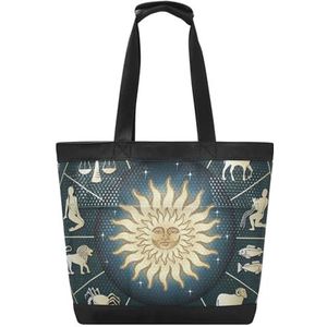 KAAVIYO Constellation Blue Art Beach Bag Travel Tote Winkelen Boodschappen Schoudertassen Handtassen voor Reizen Vrouwen Meisjes, Patroon, 14.4x7.5x15in