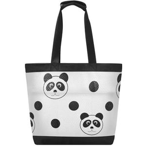 KAAVIYO Dier Panda Cartoon Strand Tas Reizen Tote Winkelen Boodschappen Schoudertassen Handtassen Voor Reizen Vrouwen Meisjes, Patroon, 14.4x7.5x15in