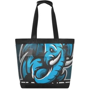 KAAVIYO Blauwe olifant Masco strandtas reistas winkelen levensmiddelen schoudertassen handtassen voor reizen vrouwen meisjes, Patroon., 14.4x7.5x15in