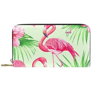 Klassieke Lange Lederen Portemonnee Mooie Flamingo Clutch Reizen Portemonnee Card Pakket Mode Geld Tas voor Vrouwen Mannen, Meerkleurig, 19x11.5x2.5cm/7.5x4.5x1in, Klassiek