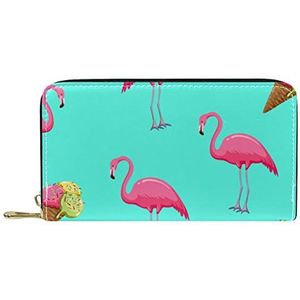 Klassieke Lange Lederen Portemonnee Tropische Flamingo Clutch Reizen Portemonnee Card Pakket Mode Geld Tas voor Vrouwen Mannen, Meerkleurig, 19x11.5x2.5cm/7.5x4.5x1in, Klassiek