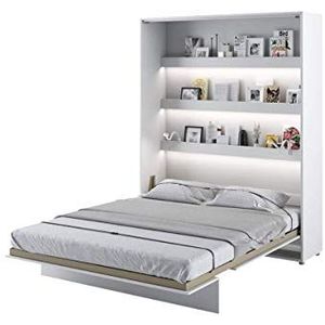 Kastbed Bed Concept, wandklapbed met lattenbodem, V-bed, wandbed, bedkast, kast met geïntegreerd klapbed, functioneel bed (BC-12, 160 x 200 cm, wit/wit, verticaal)