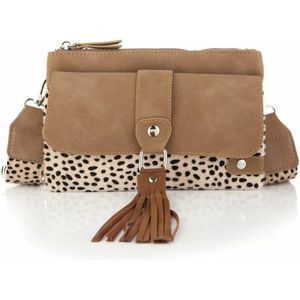 Crossbody tasje met dierenprint en kwast - Cheetah Camel