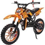 Kinder-Crossbike Delta, Benzin-Kindermotorrad, 49 ccm, bis zu 40 km/h, Scheibenbremsen, ab 6 Jahren (Orange)