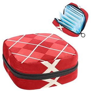 Vrouwen Maandverband Pads Handtas Dames Menstruatie Cup Pouch Meisjes Draagbare Tampon Opbergtas Rood Plaid Periode Pouch met Rits