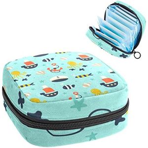 Vrouwen Maandverband Pads Handtas Dames Menstruatie Cup Pouch Meisjes Draagbare Tampon Opbergtas Octopus Anker Periode Pouch met Rits