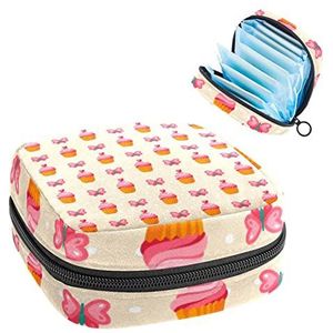 Vrouwen Maandverband Pads Handtas Dames Menstruatie Cup Pouch Meisjes Draagbare Tampon Opbergtas Cup Cake Harten Periode Pouch met Rits