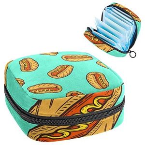 Vrouwen Maandverband Pads Handtas Dames Menstruatie Cup Pouch Meisjes Draagbare Tampon Opbergtas Hot Dog Worst Periode Pouch met Rits