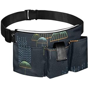 Tuinieren Gereedschap Riem Zakken Verstelbare Taille Tas Opknoping Pouch Draagbare Honden Wandeltas Paraplu, Meerkleurig, 14.9x8.2in/38x21cm