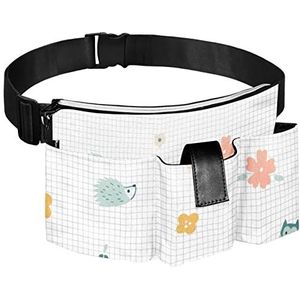 Tuingereedschap Riemtassen Verstelbare Heuptas Opknoping Pouch Draagbare Honden Wandeltas Bloemen en Dieren, Meerkleurig, 14.9x8.2in/38x21cm