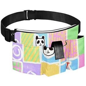 Tuinieren Gereedschap Riem Zakken Verstelbare Taille Tas Opknoping Pouch Draagbare Honden Wandeltas Panda, Meerkleurig, 14.9x8.2in/38x21cm