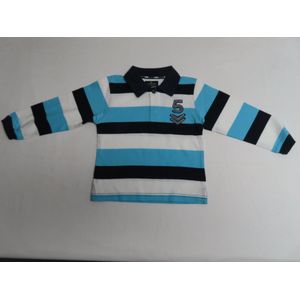 Polo met lange mouwen - Jongens - Streep - blauw / marine / wit - 3 jaar 98