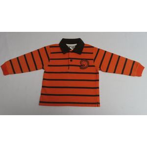 Polo met lange mouw - Jongens - Gestreept - Oranje /bruin - 9 maand 74