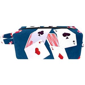 Kleine make-uptas voor dames, make-uptas, cosmetische reistas,Kleurrijke poker dobbelstenen blauw Afdrukken