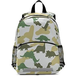 Camouflage Dinosaurus Cartoon Peuter Voorschoolse Rugzak Boekentas Mini Schoudertas Schooltas Voor Pre-K 3-7 Jaar Reizen Jongens Meisjes, Patroon, 10×4×12in