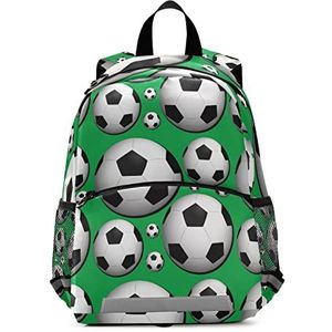 Voetbal groene sportrugzak kleine kinderen boekentas kleuterschool schoolrugzak voor meisjes jongens van 3-8 jaar, Patroon., 10×4×12in