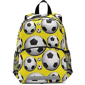 Gele bal voetbal sport rugzak kleine kinderen boekentas kleuterschool schoolrugzak voor meisjes jongens van 3 tot 8 jaar, Patroon., 10×4×12in