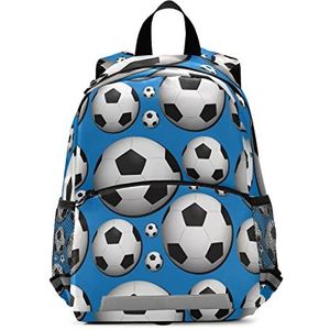 Blauwe bal voetbal sport rugzak kleine kinderen boekentas kleuterschool schoolrugzak voor meisjes jongens van 3 tot 8 jaar, Patroon., 10×4×12in