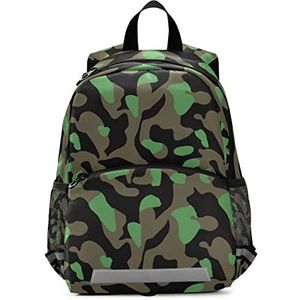 Camouflage jungle-groene rugzak voor kleine kinderen, boekentas, kleuterschool, schoolrugzak voor meisjes en jongens van 3-8 jaar, Patroon., 10×4×12in
