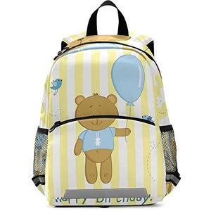 Goede verjaardag beer luchtballon rugzak voor kleuters student boekentas rugzakken voor 3-8 jaar meisjes jongens, Model, 10×4×12in