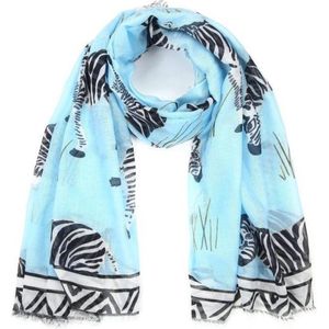 Sunset Fashion - summer scarf zebra - Blue - 1.80 x 0.90 m