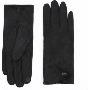 Zwarte Dames handschoenen Simple - Winter/Herfst - Zwart - Zilver knoopje
