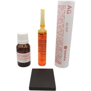 Set 1 zilveren testtest + natuurlijke toetssteen 50 x 40 mm + 1 druppelfles 15 ml + gratis expertisehandleiding (test test silver stone)