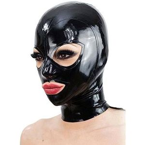 Latex Masker Met Rits Voor Mannen Vrouwen Sexy Cosplay Mode Partij Rollenspel Rubber Kap Kostuum Maskers(Color:black,Size:M)