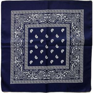 Bandana - Katoenen hoofdband - Sport accessoire - Boeren zakdoek - Paisley print - Donkerblauw