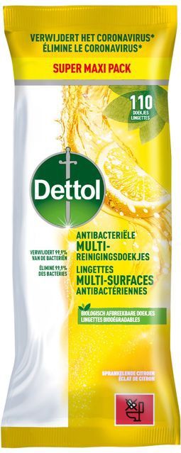 3 x 110 Dettol Reinigingsdoekjes Power En Fresh Citrus