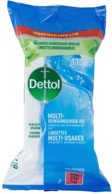 3x Dettol Reinigingsdoekjes Power & Fresh Ocean 110 stuks