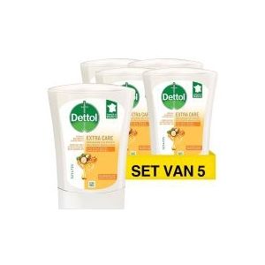 Aanbieding: 5x Dettol Handzeep No-Touch Extra Care Honing & Galamboter Navulling (250 ml)