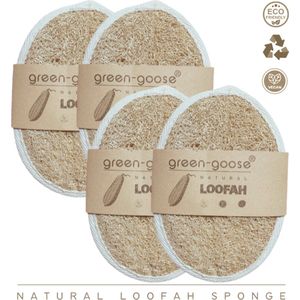green-goose® Loofah Scrubspons | 4 Stuks | Badspons | Natuurlijke Loofah | Biologisch Afbreekbaar