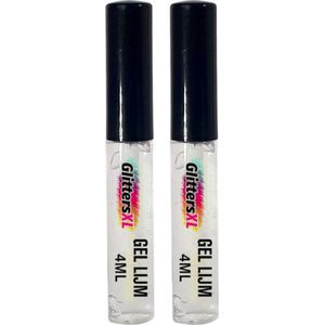 2 Stuks Glitter Gel huid lijm met kwastje voor Gezicht en Lichaam 4ML [Face Body Glitter Gel - Festival Sticker tattoo outfit - Strass Steentjes Dots Glitterstiften - Glitter huidlijm Gel voor kinderen volwassenen]