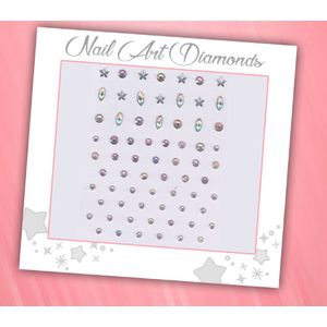 Nail Art Diamonds (68 Diamantjes Sterren/Cirkels) [Zelfklevend Nagel Steentjes Decoratie Versiering - Manicure Kunstnagels Nepnagels - Acryl Nagels Rhinestone Rhine Stones]