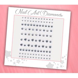 Nail Art Diamonds (106 Diamantjes Hartjes/Sterren/Cirkels) [Zelfklevend Nagel Steentjes Decoratie Versiering - Manicure Kunstnagels Nepnagels - Acryl Nagels Rhinestone Rhine Stones]