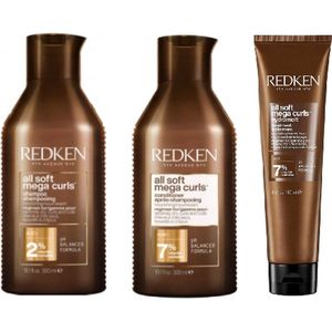 Redken - All Soft Mega Curls - Shampoo + Conditioner + Treatment - Voordeelverpakking - 2 x 300ml + 150ml