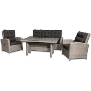 Loungeset / Sofaset Canberry Blended Grey voor 5 personen | met 4x verstelbare rugleuning