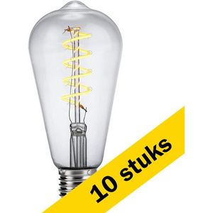 10x 123led LED lamp E27 | Edison ST64 | Filament | Helder | 2200K | Dimbaar | 4W (22W)