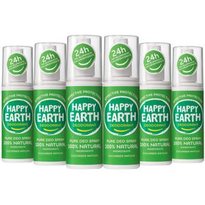 6x Happy Earth 100% Natuurlijke Deodorant Spray Cucumber Matcha 100 ml