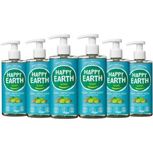 6x Happy Earth 100% Natuurlijke Handzeep Cedar Lime 300 ml