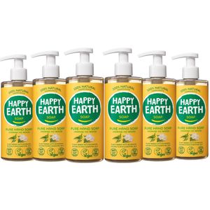 6x Happy Earth 100% Natuurlijke Handzeep Jasmine Ho Wood 300 ml