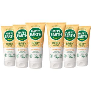 6x Happy Earth Shampoo 100% Natuurlijk Baby & Kids 200 ml