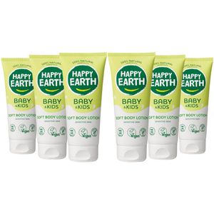 6x Happy Earth Bodylotion 100% Natuurlijk Baby & Kids 200 ml