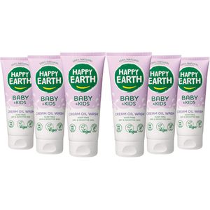 6x Happy Earth Baby & Kids 100% Natuurlijk Cream Oil Wash 200 ml